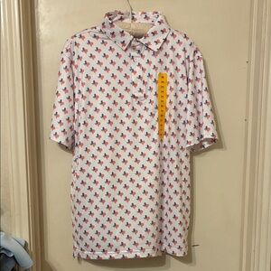 NWT  State of Mine Texas Golf Polo  Red, White and Blue size Medium